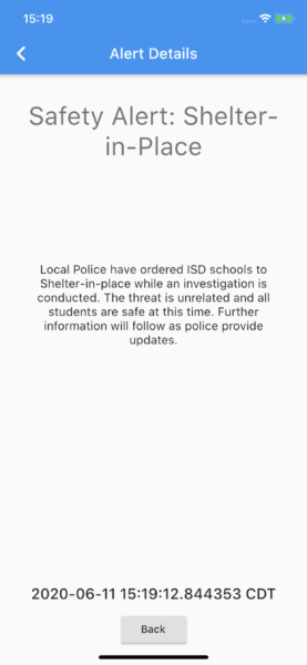 Shelter In Place Mobile Alert Message